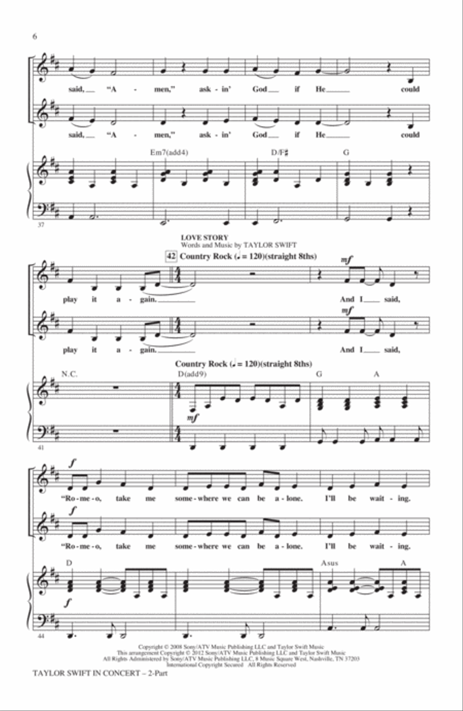 Taylor Swift In Concert (Medley) 2-Part scores gallery preview page 5