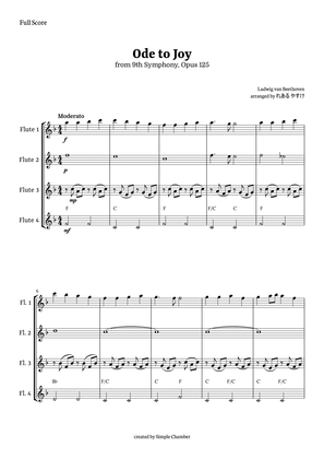 Ode to Joy for Flute Quartet by Beethoven Opus 125