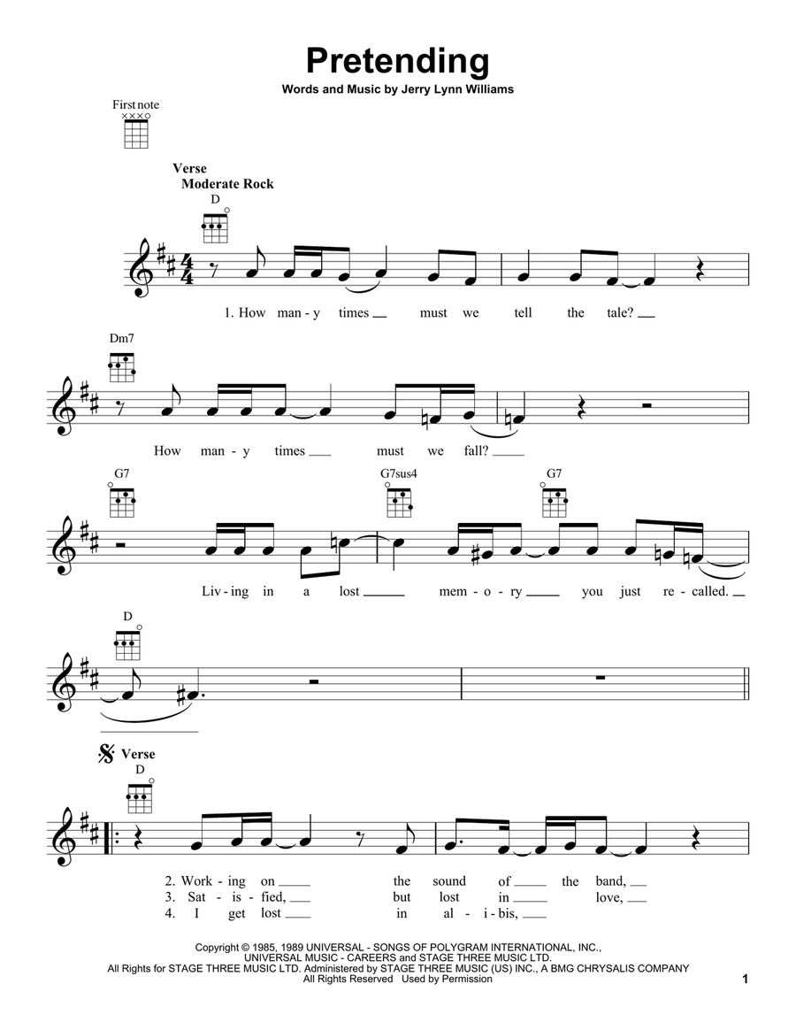 Pretending Ukulele scores gallery preview page 1