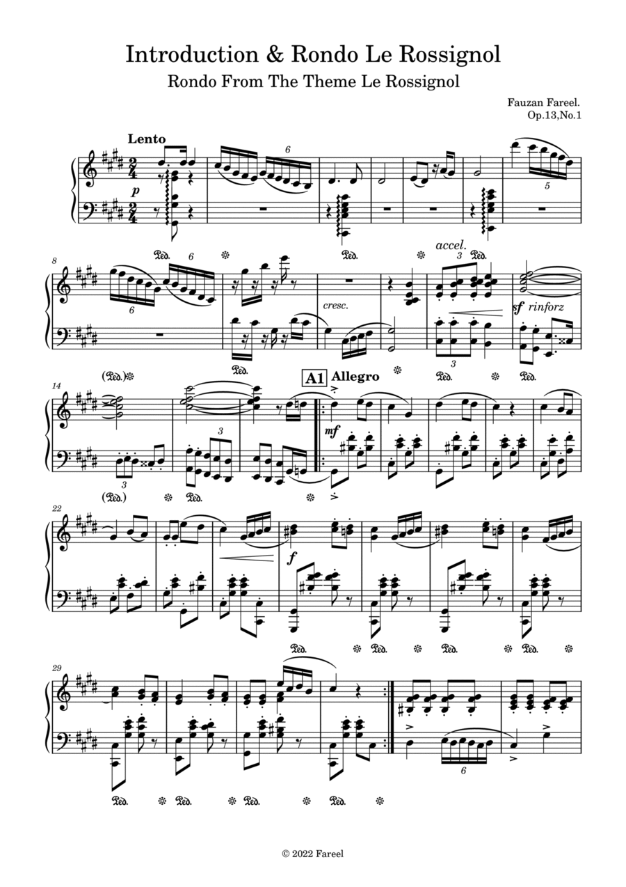 Introduction And Rondo Le Rossignol Piano Solo scores gallery preview page 1