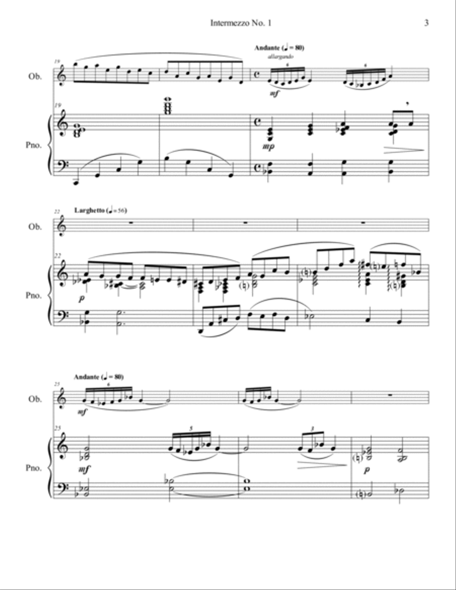 Intermezzo No. 1 para piano y oboe Piano scores gallery preview page 4