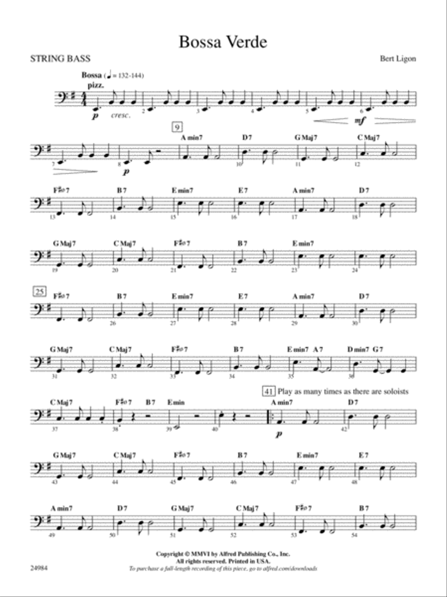 Bossa Verde: String Bass String Orchestra scores gallery preview page 1