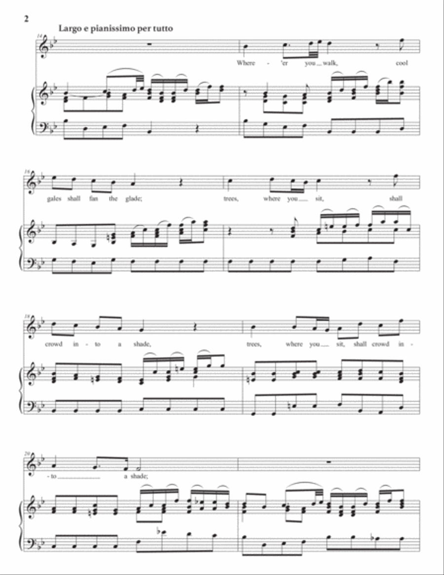 HANDEL: Where'er you walk (transposed to B-flat major) Voice scores gallery preview page 3