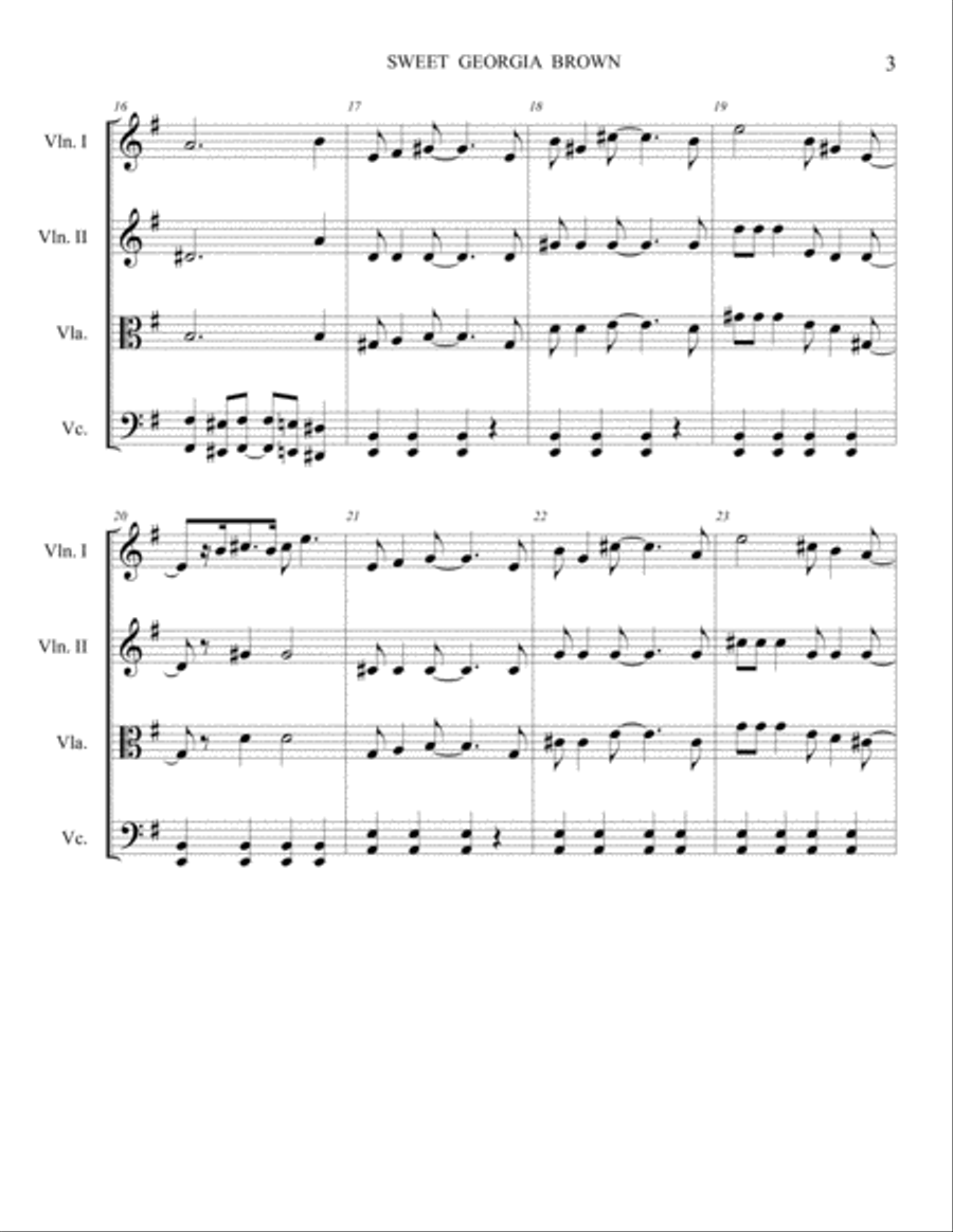 Sweet Georgia Brown (string quartet version) String Quartet scores gallery preview page 3