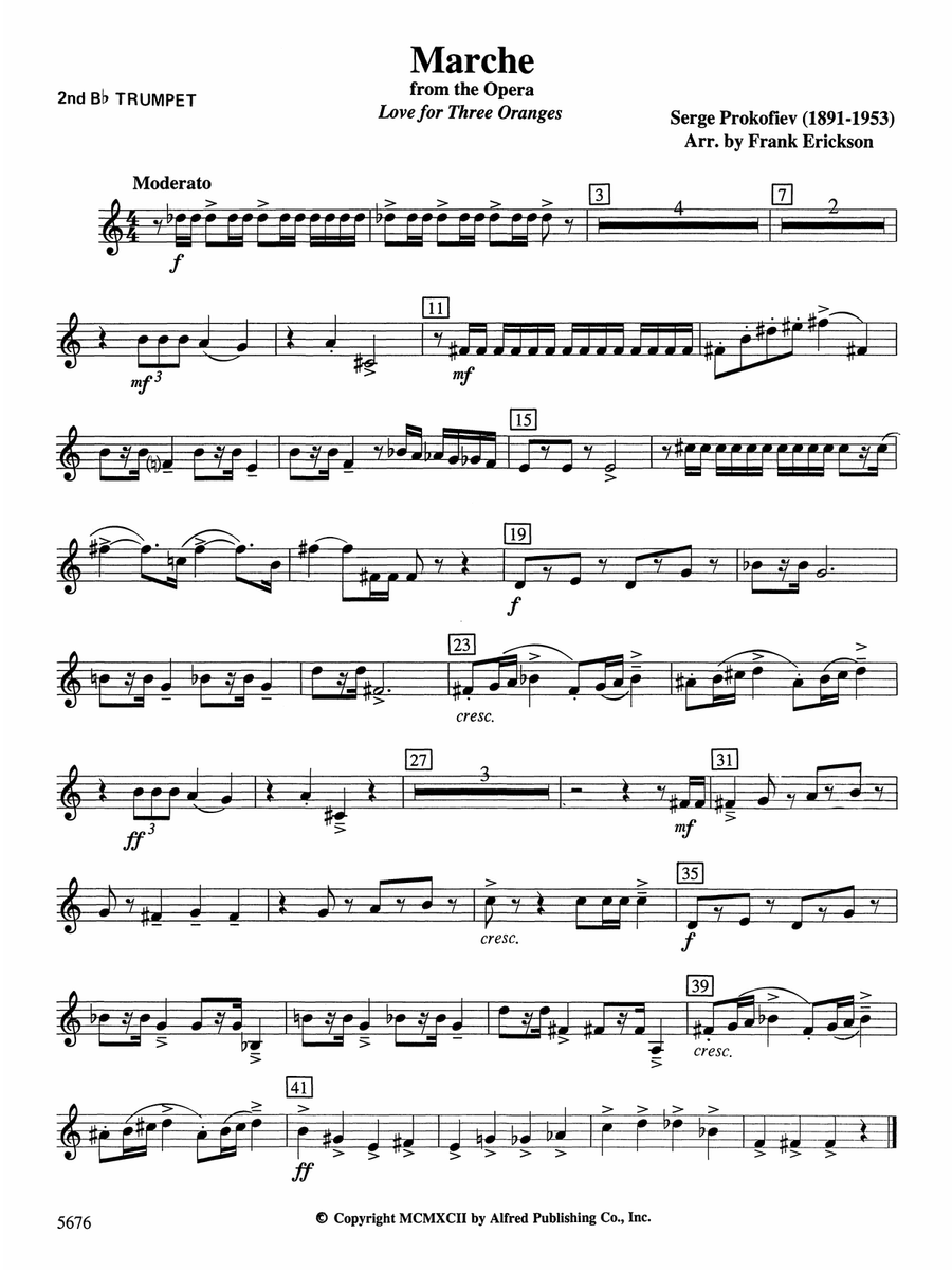 March from the Opera Love for 3 Oranges: 2nd B-flat Trumpet