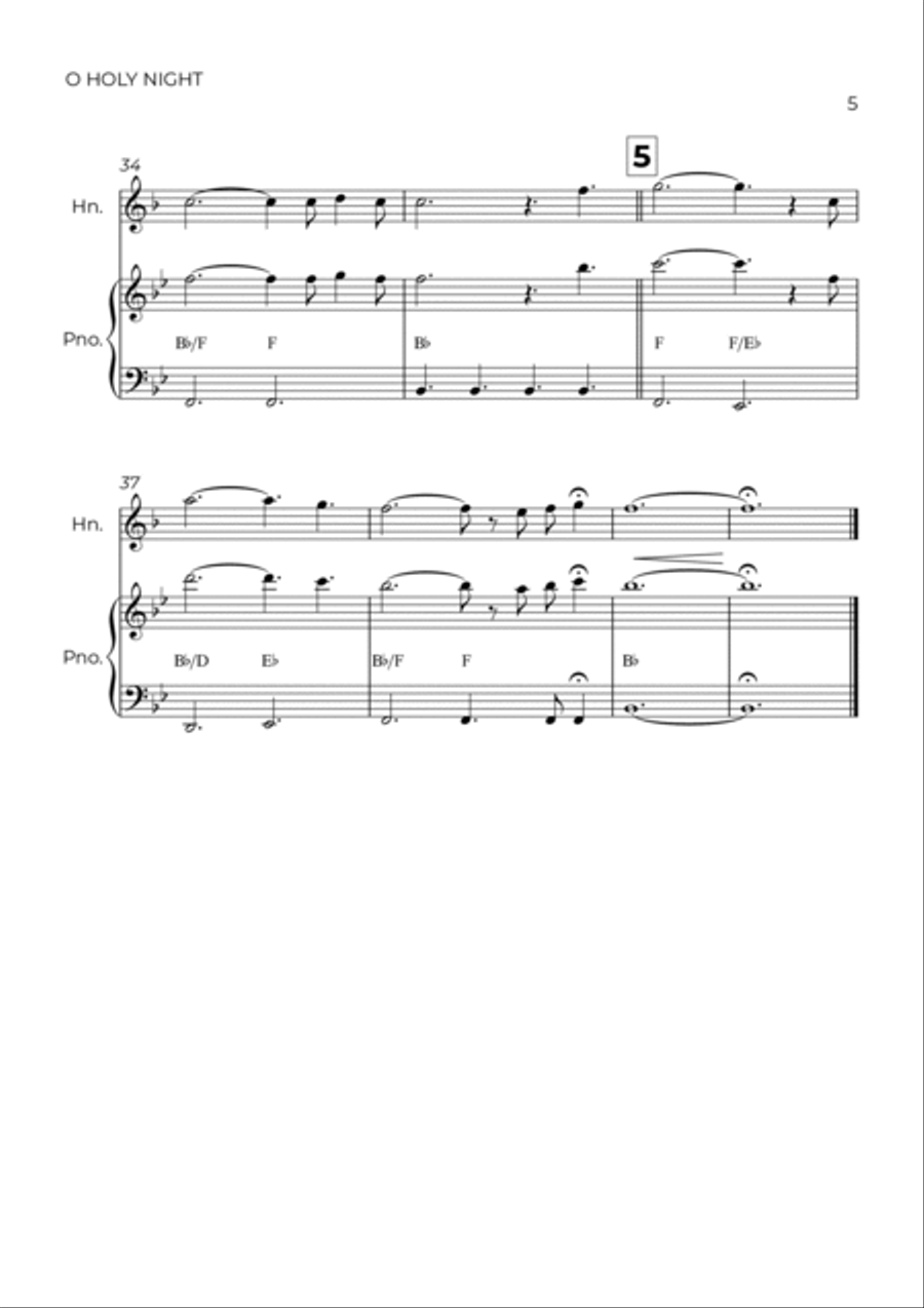 O Holy Night Horn scores gallery preview page 5