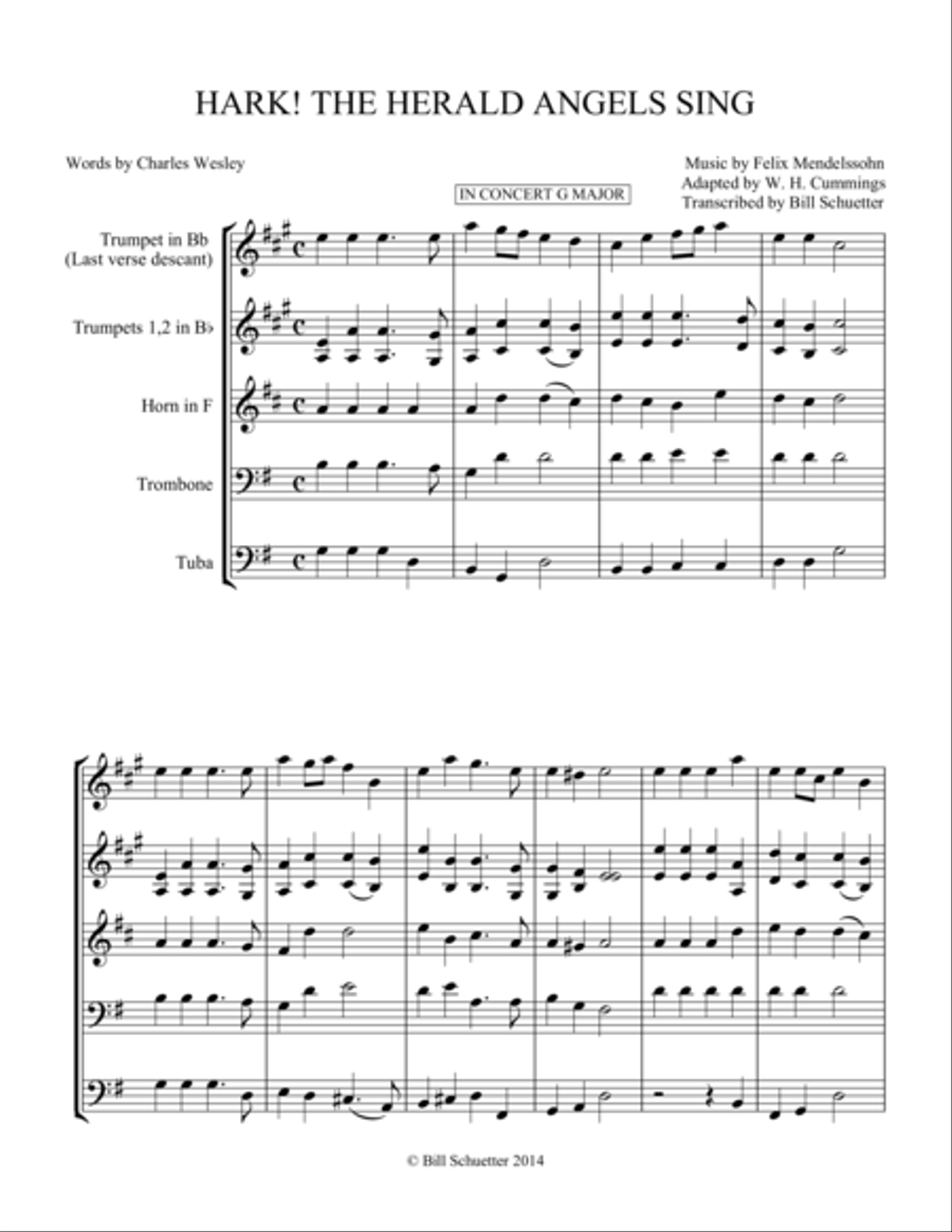 Hark! the Herald Angels Sing Brass Quintet scores gallery preview page 4