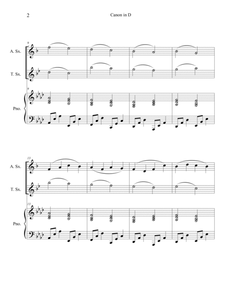 Canon in D (Alto and Tenor Sax Duet) with Piano image number null