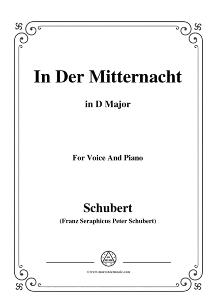 Schubert-In der Mitternacht,in D Major,for Voice&Piano image number null