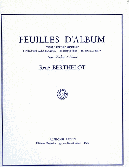 Feuillets D'album (violin & Piano)
