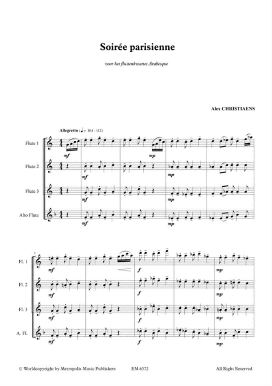Soirée Parisienne for Flute Quartet Flute Quartet scores gallery preview page 2