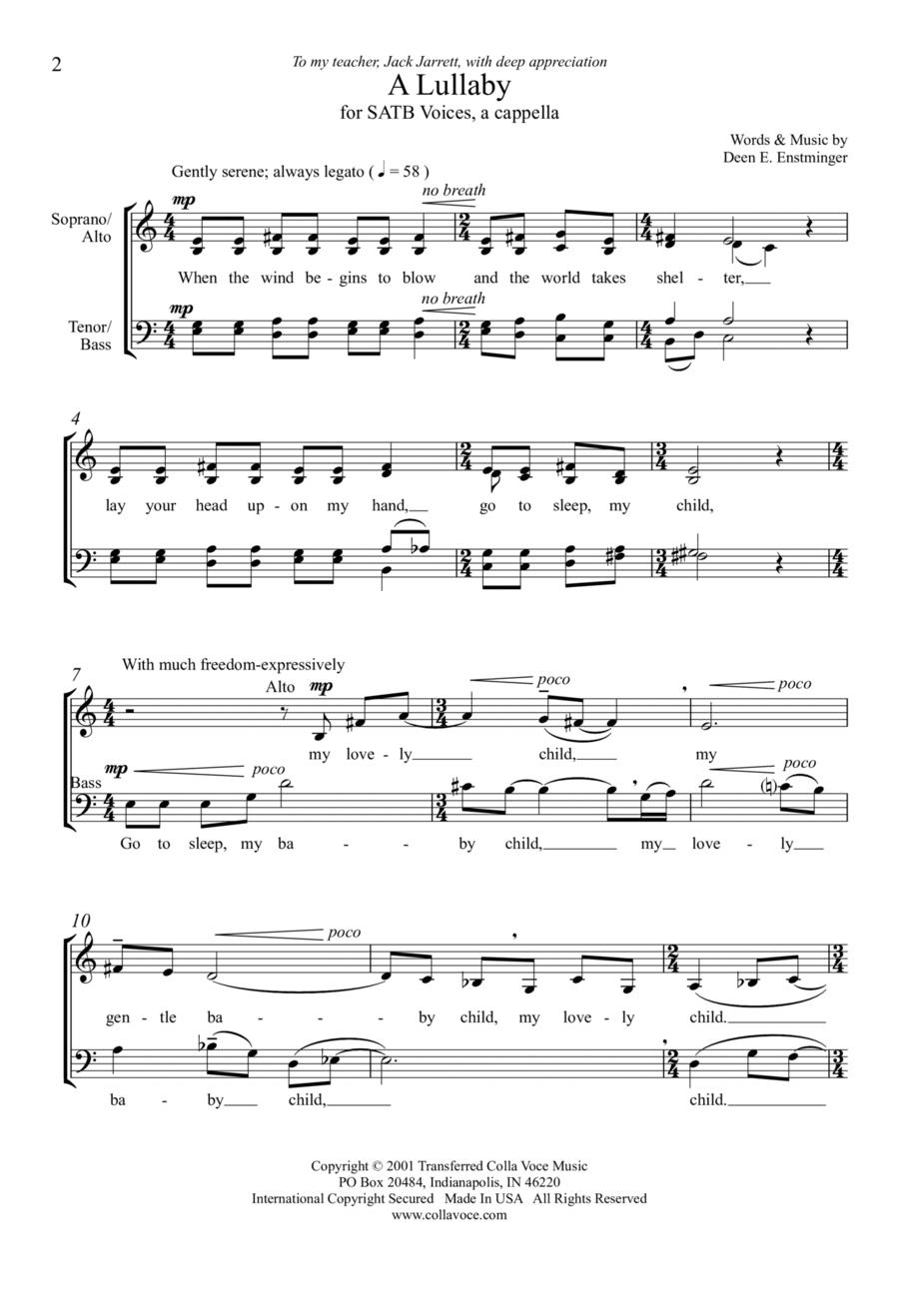 A Lullaby 4-Part scores gallery preview page 1