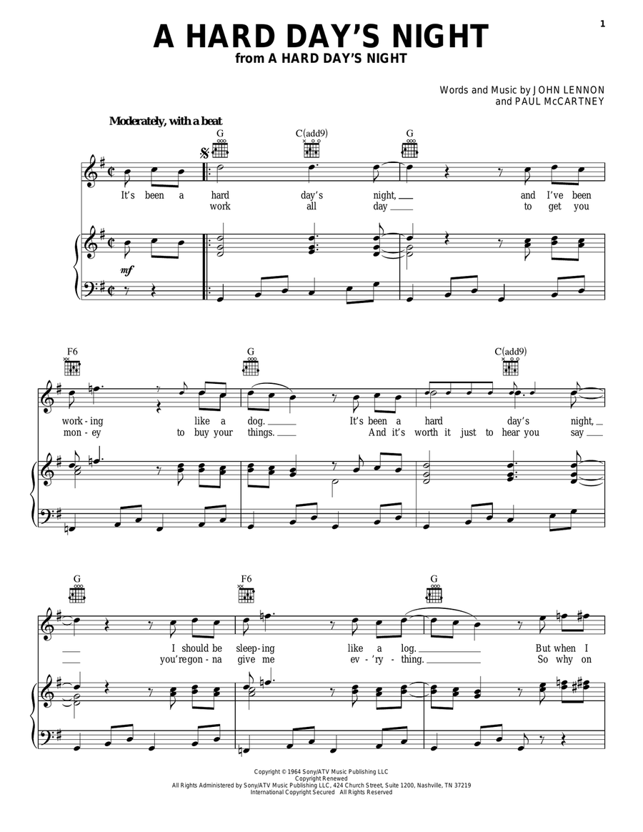 A Hard Day's Night A Hard Day's Night Acoustic Guitar scores gallery preview page 1