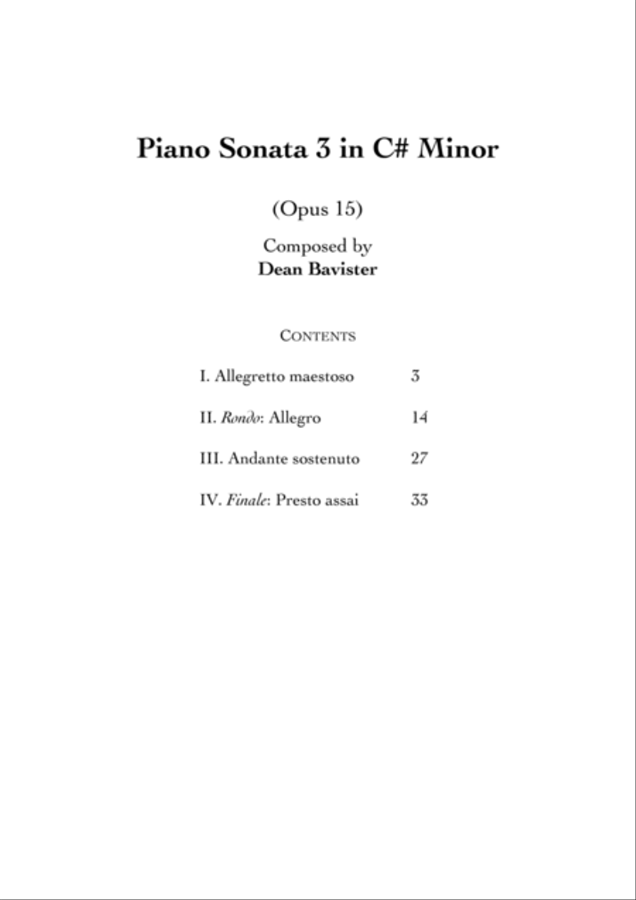 Piano Sonata 3 in C Sharp Minor (Opus 15) Piano Solo scores gallery preview page 2