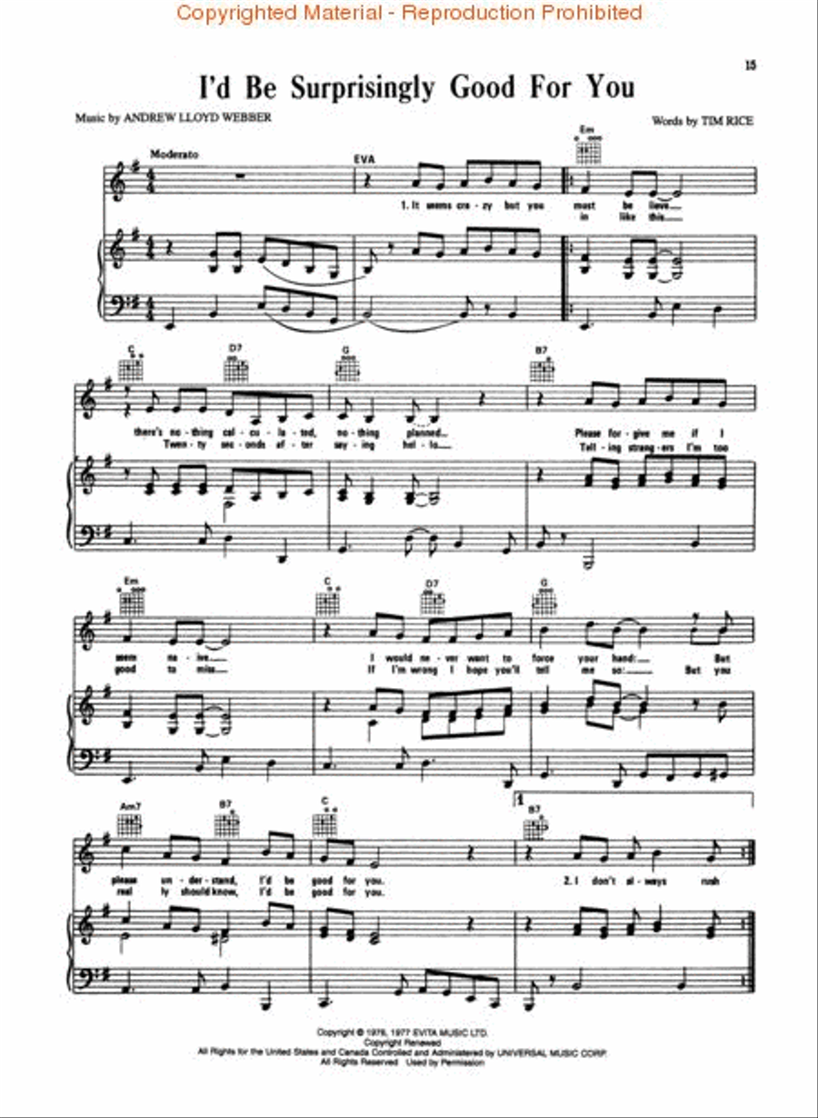 Evita – Musical Excerpts and Complete Libretto Piano, Vocal, Guitar scores gallery preview page 3