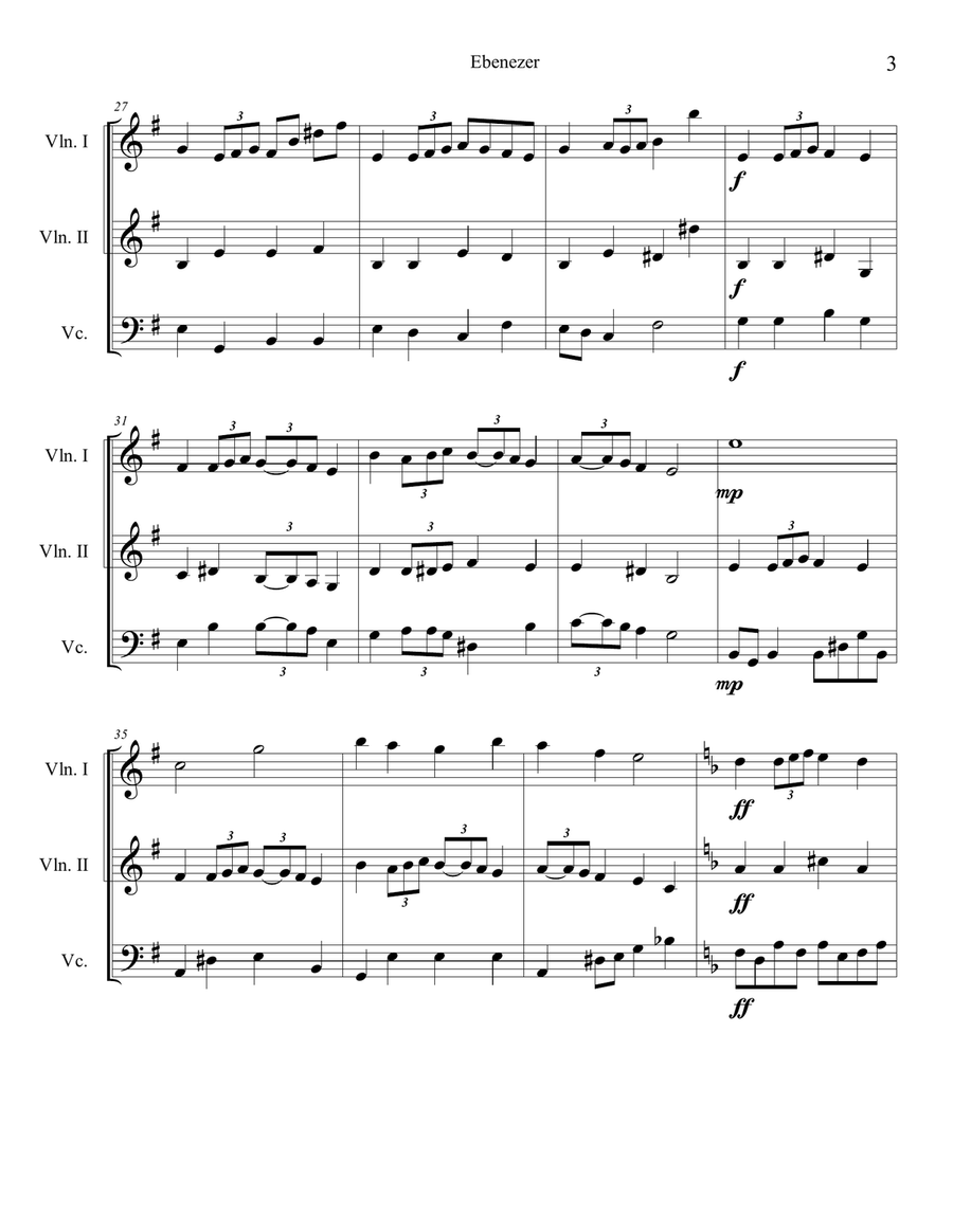 Ebenezer (Hymn Tune) String Trio scores gallery preview page 3