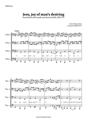 Jesu, Joy of Man’s Desiring for Tuba Quartet by Bach BWV 147