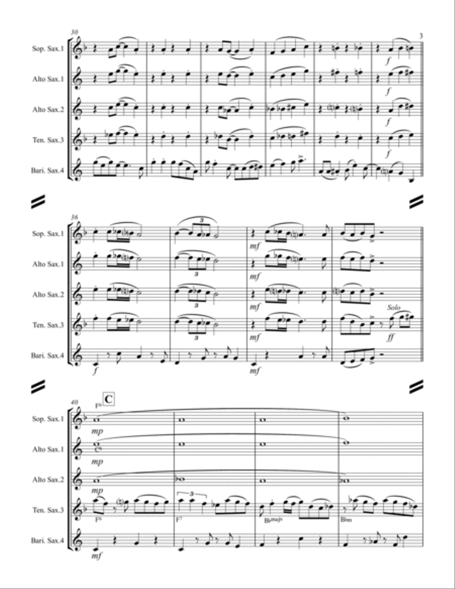 I Want A Little Girl Saxophone Quartet scores gallery preview page 4