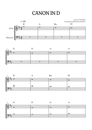 Pachelbel Canon in D • oboe & bassoon duet sheet music [chords]