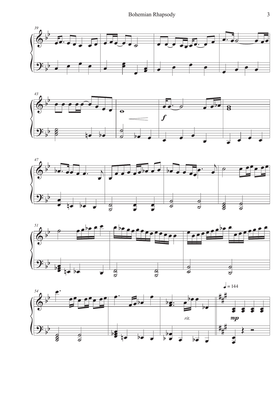 Bohemian Rhapsody Piano Solo scores gallery preview page 3