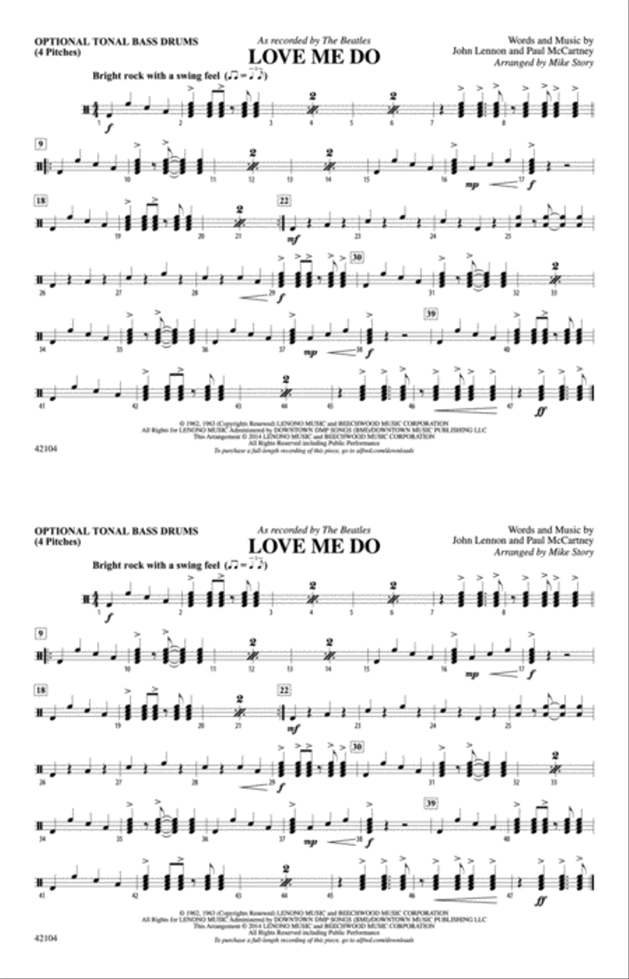 Love Me Do: Tonal Bass Drum Marching Band scores gallery preview page 1