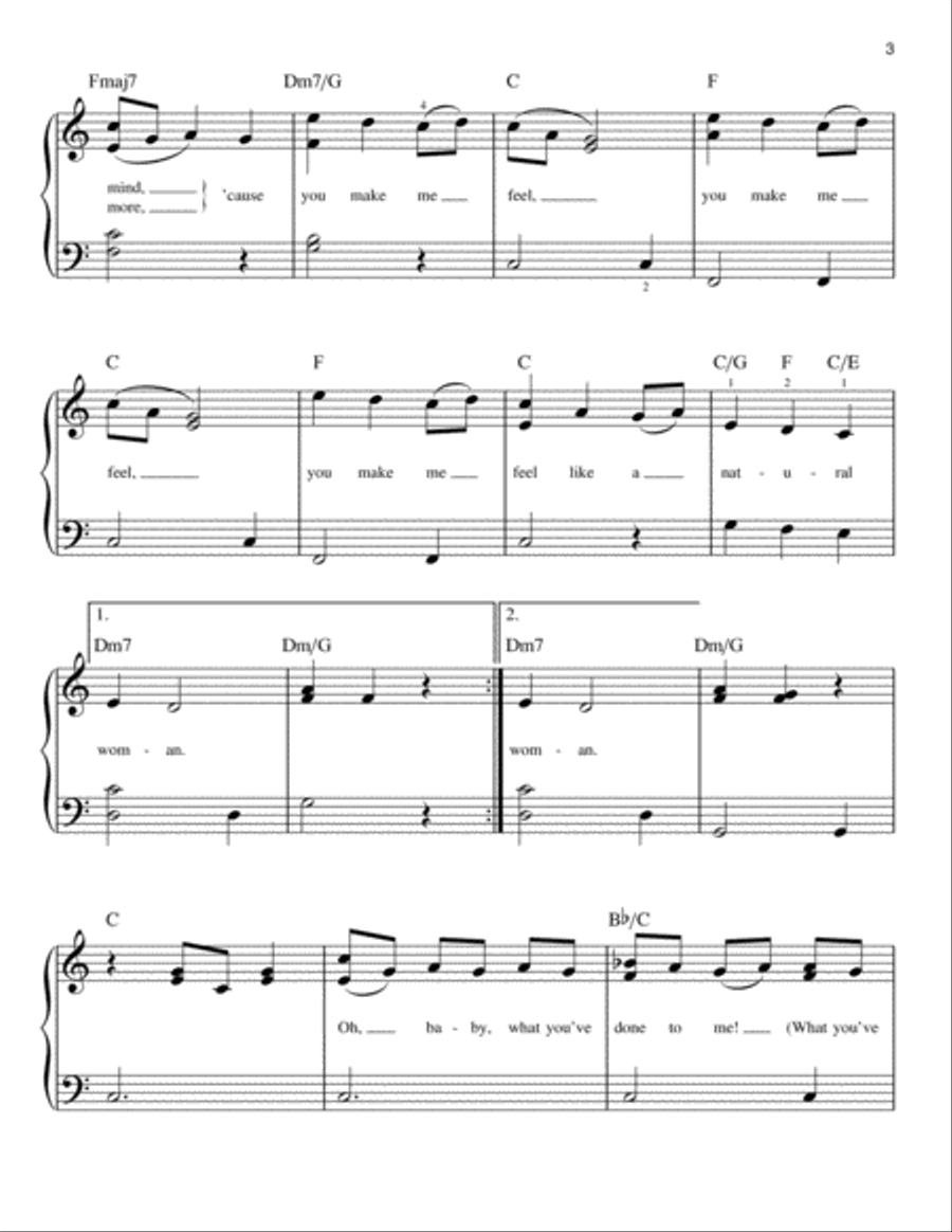 (You Make Me Feel Like) A Natural Woman Easy Piano scores gallery preview page 3
