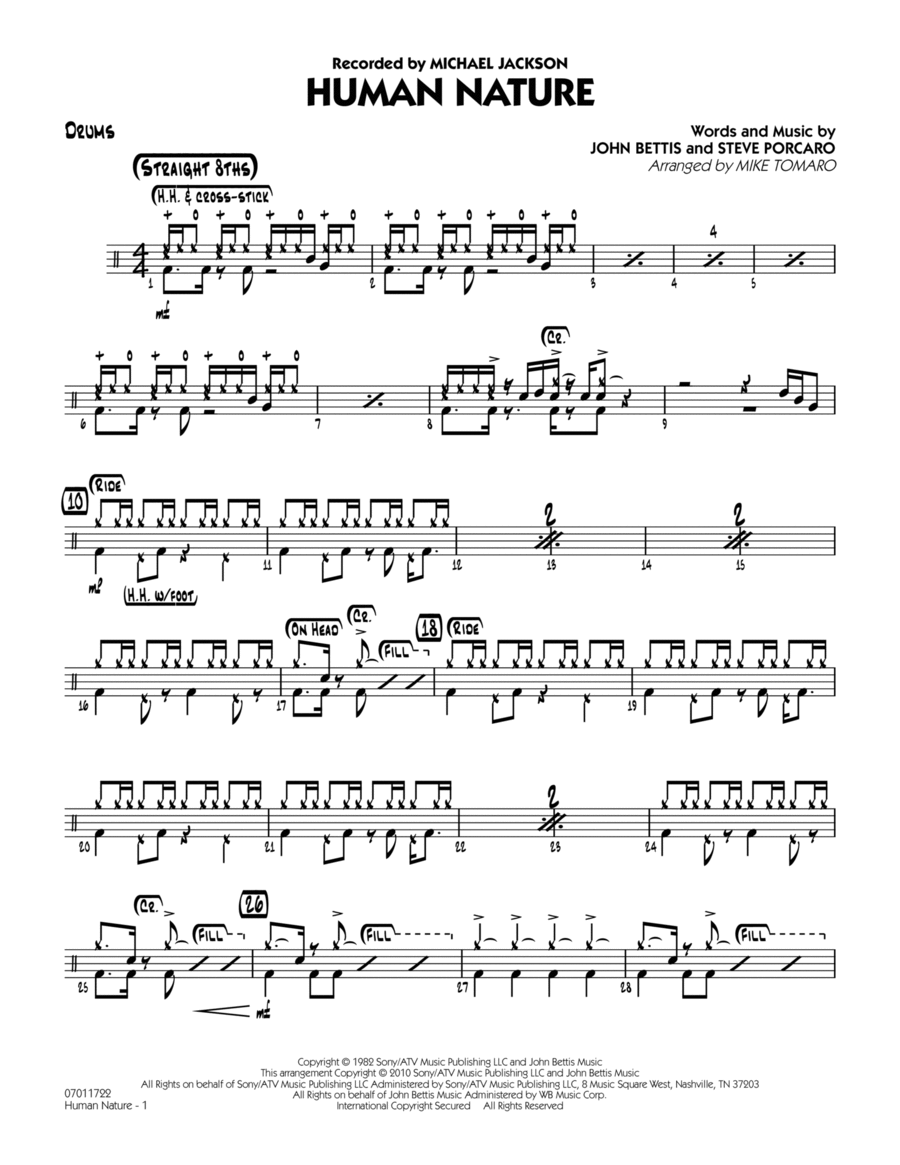 Human Nature - Drums Drums scores gallery preview page 1