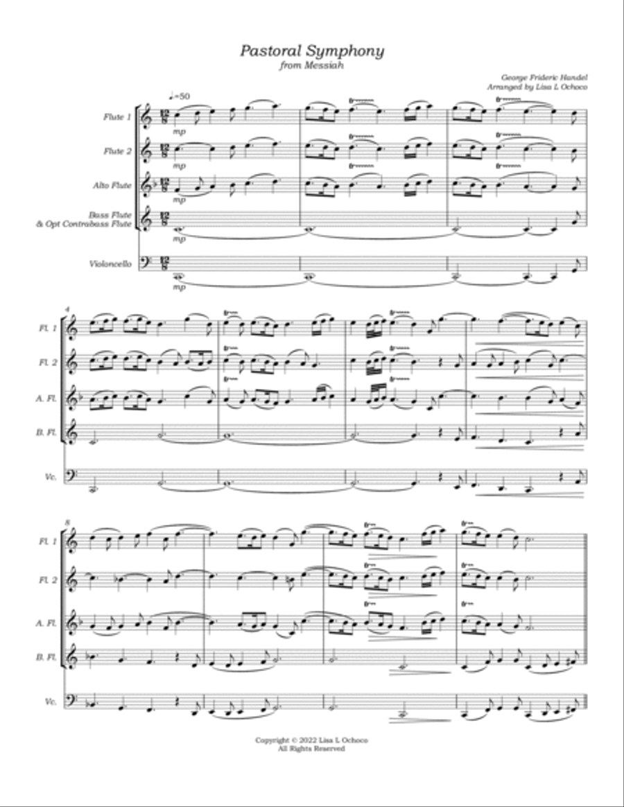 Pastoral Symphony from Messiah for Flute Choir Flute Choir scores gallery preview page 5