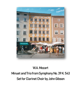 Book cover for Mozart Minuetto from Symphony 39 set for Clarinet Choir