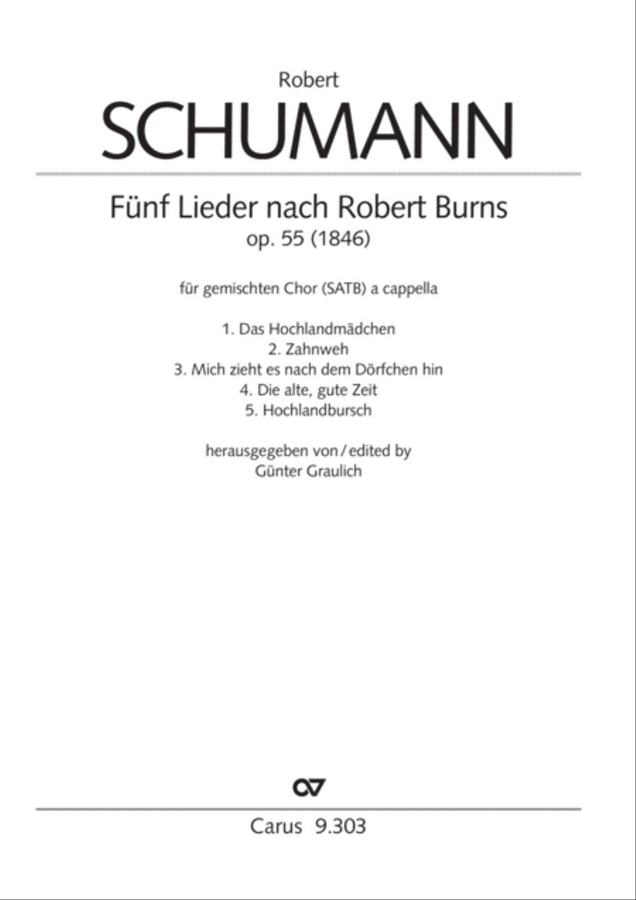 Funf Lieder von Robert Burns op. 55 Choir scores gallery preview page 2