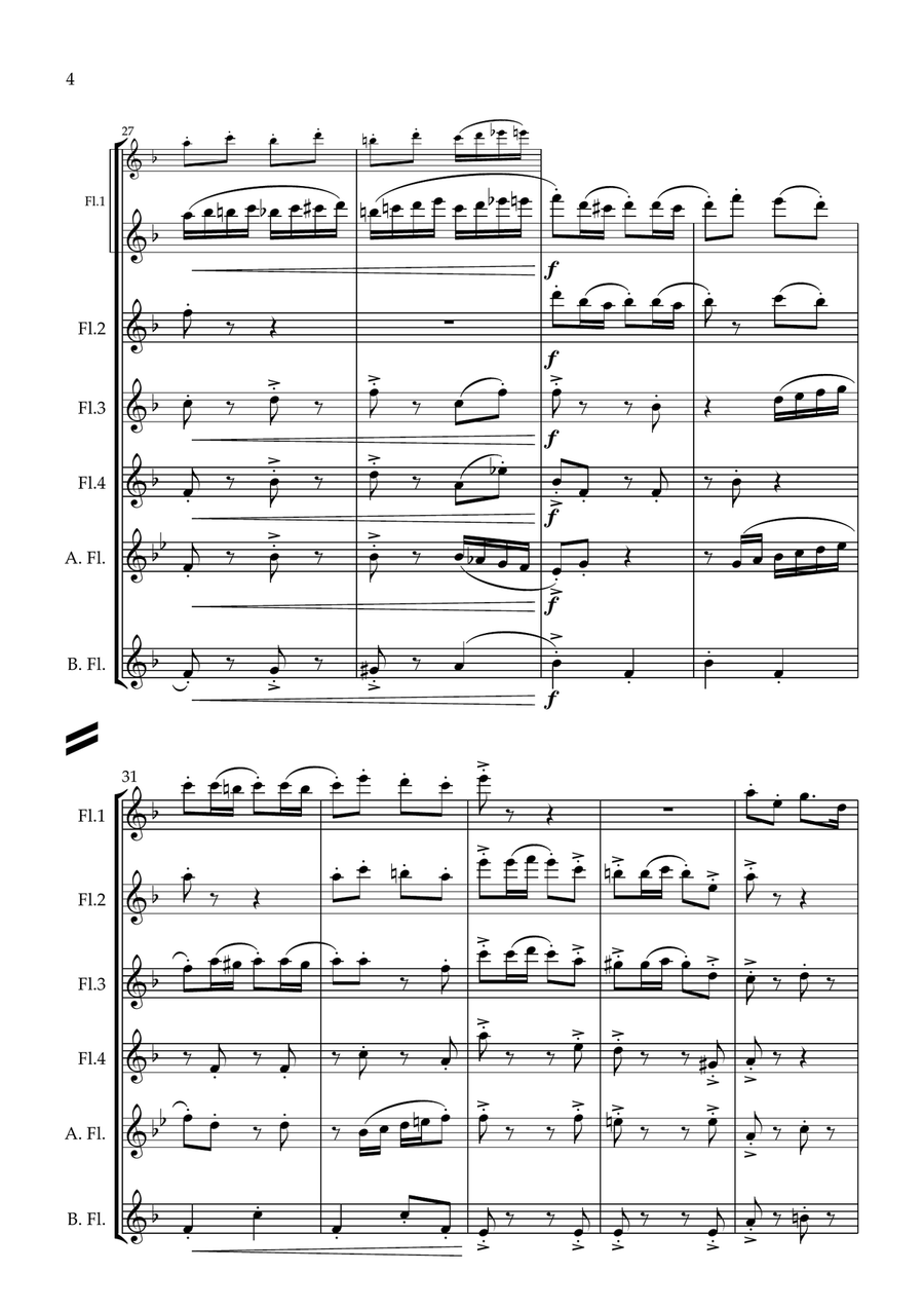Circus Polka for Flute Choir. Flute Choir scores gallery preview page 5