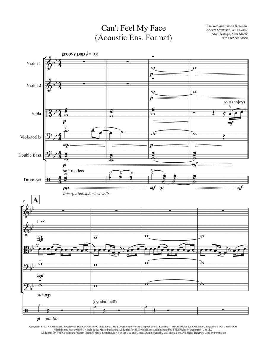 Can't Feel My Face Can't Feel My Face Small Ensemble scores gallery preview page 1