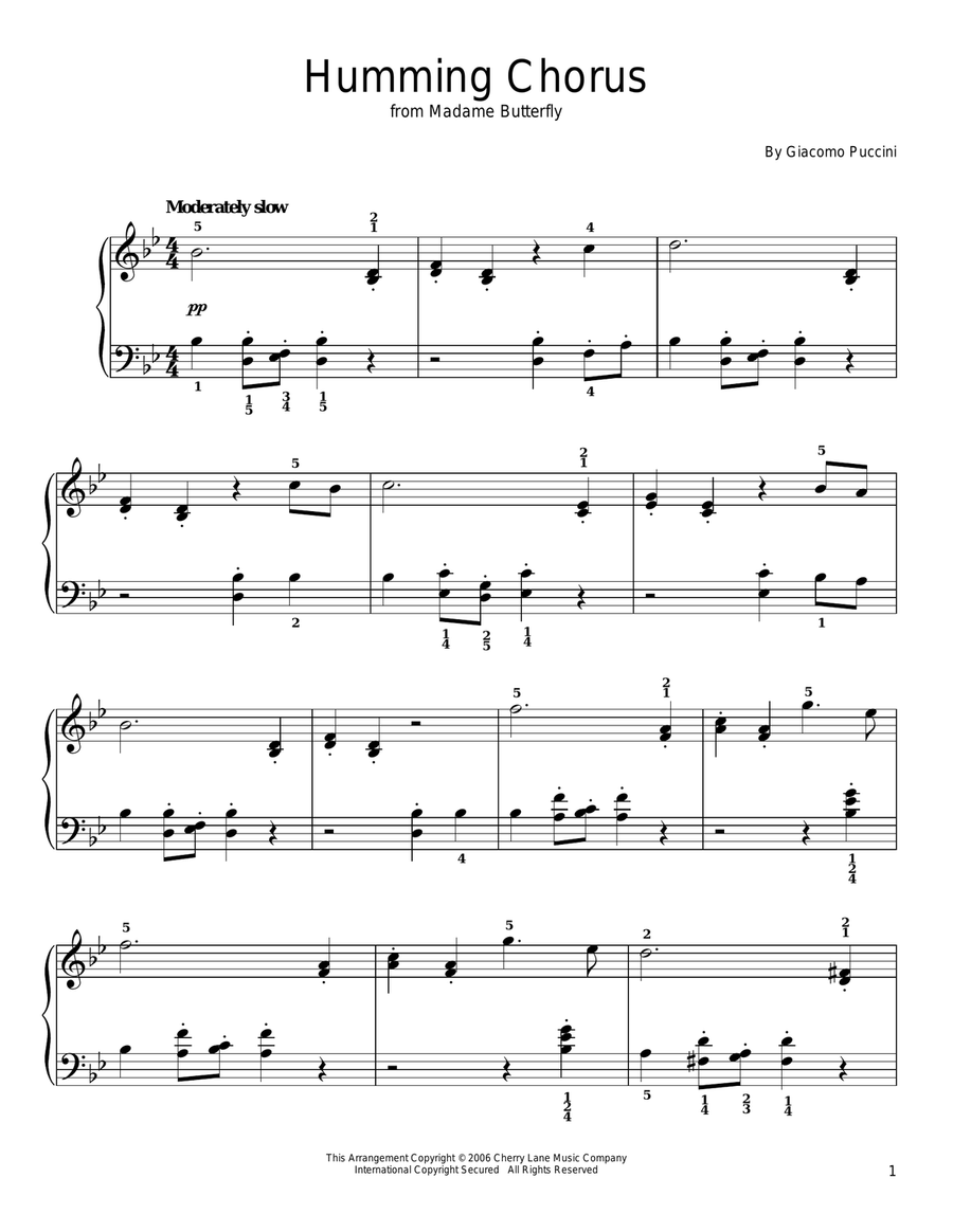 Humming Chorus (Butterfly) Choir scores gallery preview page 1