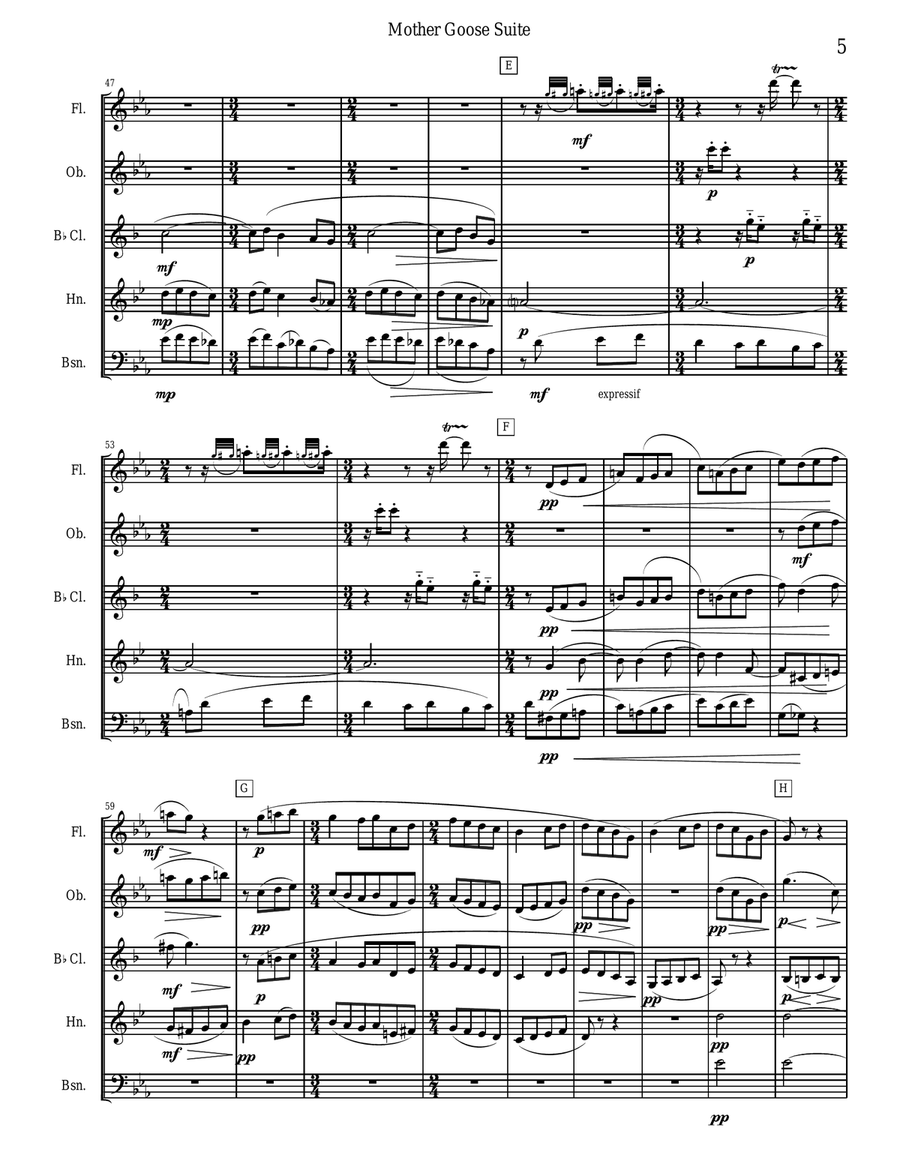 Ravel - Mother Goose Suite Selections for Woodwind Quintet Woodwind Quintet scores gallery preview page 5