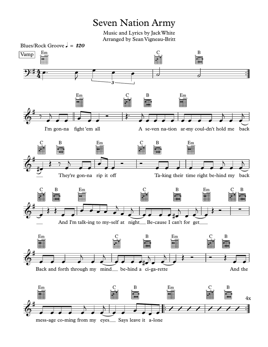 Seven Nation Army Easy Piano scores gallery preview page 1