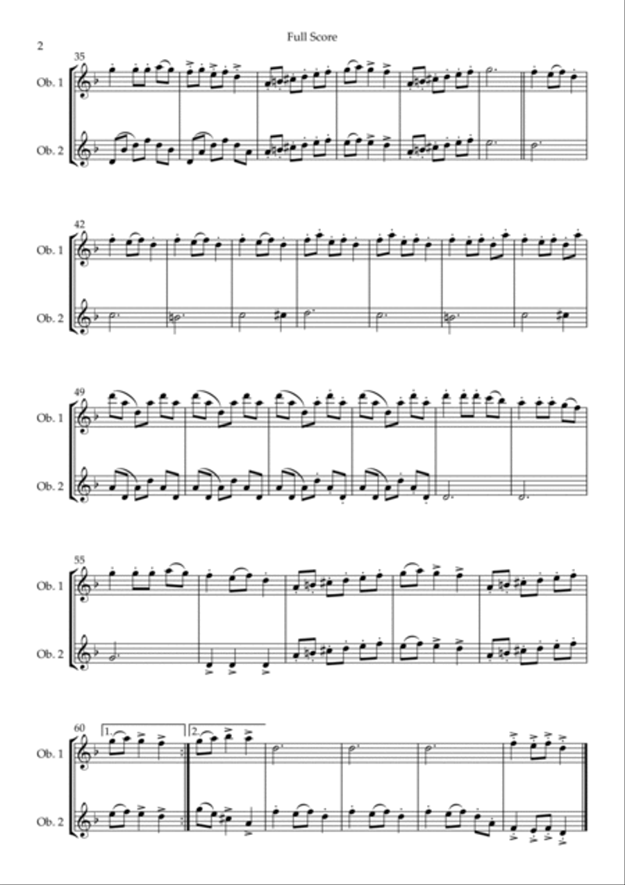 Carol Of The Bells (Christmas Song) for Oboe Duo (D Minor) Woodwind Duet scores gallery preview page 2