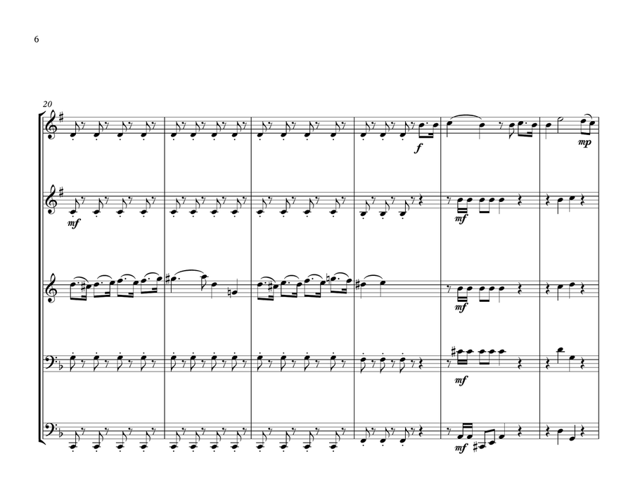 Brazilian National Anthem (Portuguese: Hino Nacional Brasileiro) for Brass Quintet (MFAO World Natio Brass Quintet scores gallery preview page 6