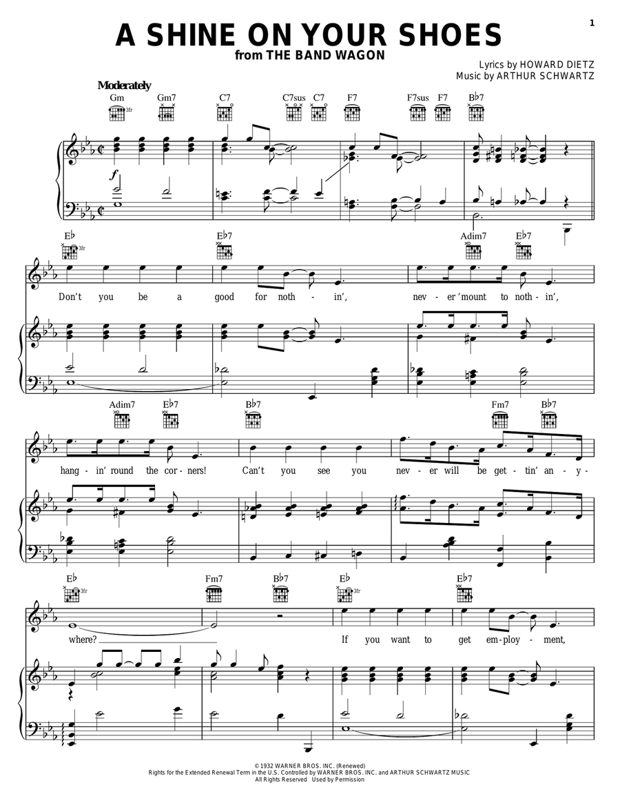 A Shine On Your Shoes Piano, Vocal, Guitar scores gallery preview page 1