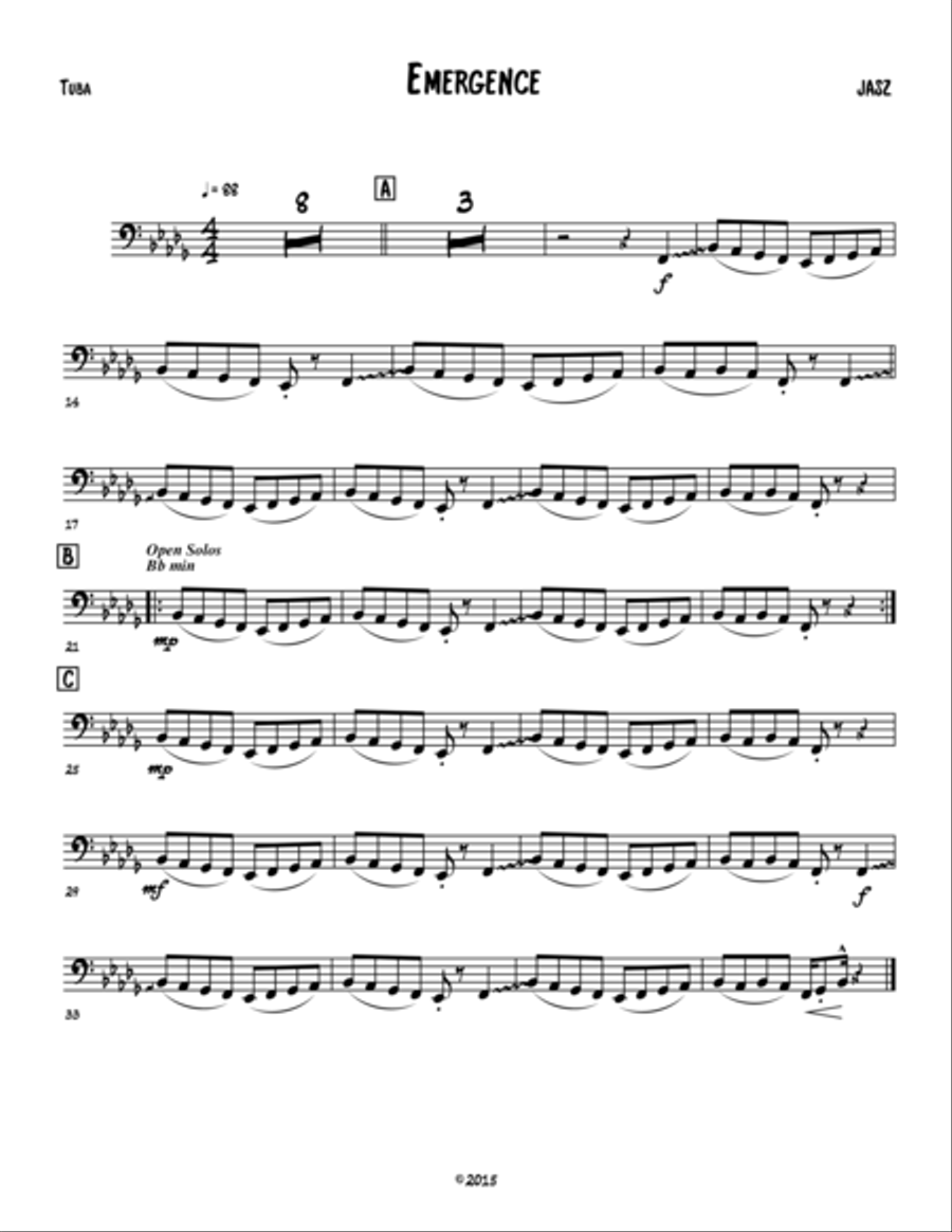 Emergence -Tuba Small Ensemble scores gallery preview page 1