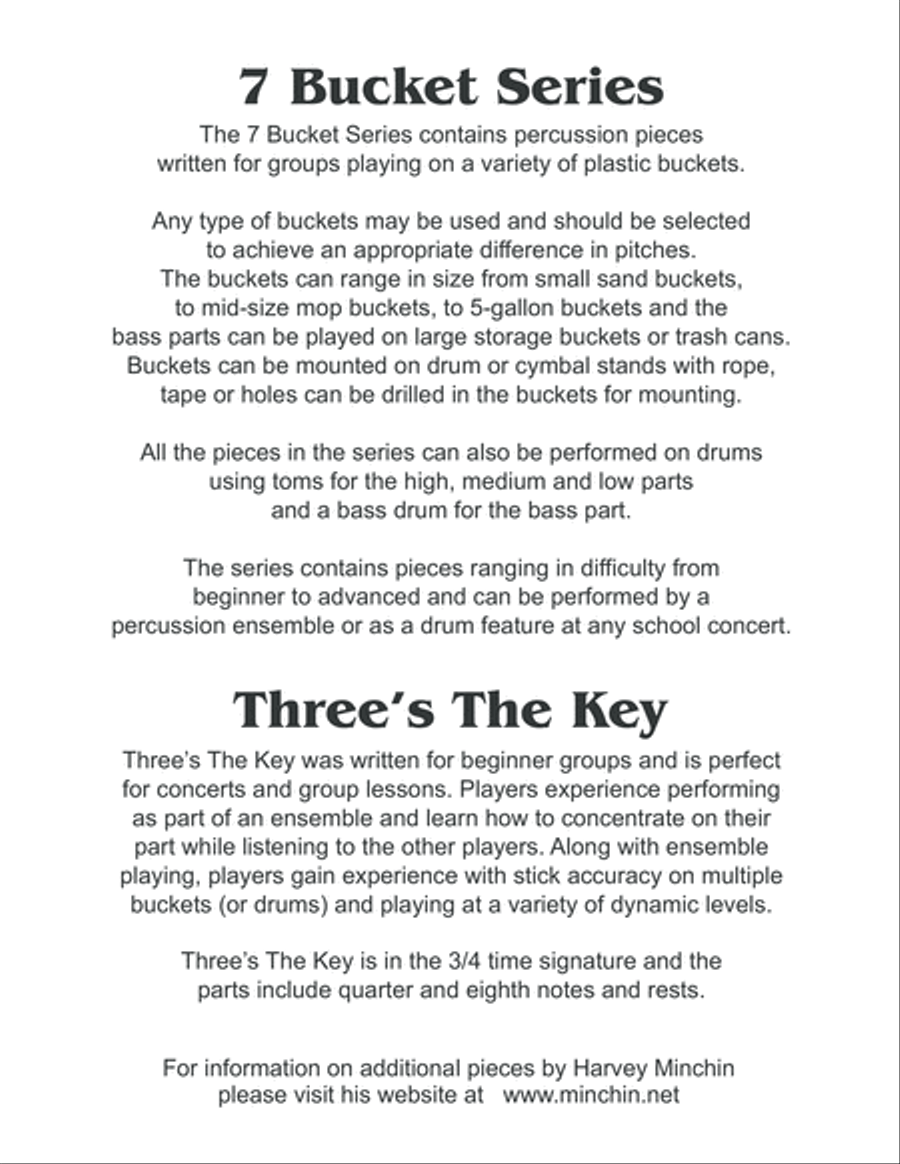 7 Bucket Series - Three's The Key Percussion Ensemble scores gallery preview page 2