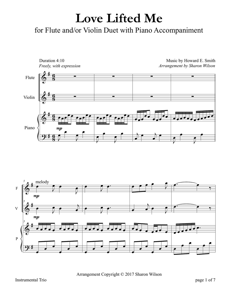 Love Lifted Me (for Flute and/or Violin Duet with Piano accompaniment) Flute scores gallery preview page 4