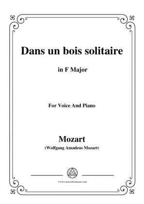 Book cover for Mozart-Dans un bois solitaire,in F Major,for Voice and Piano