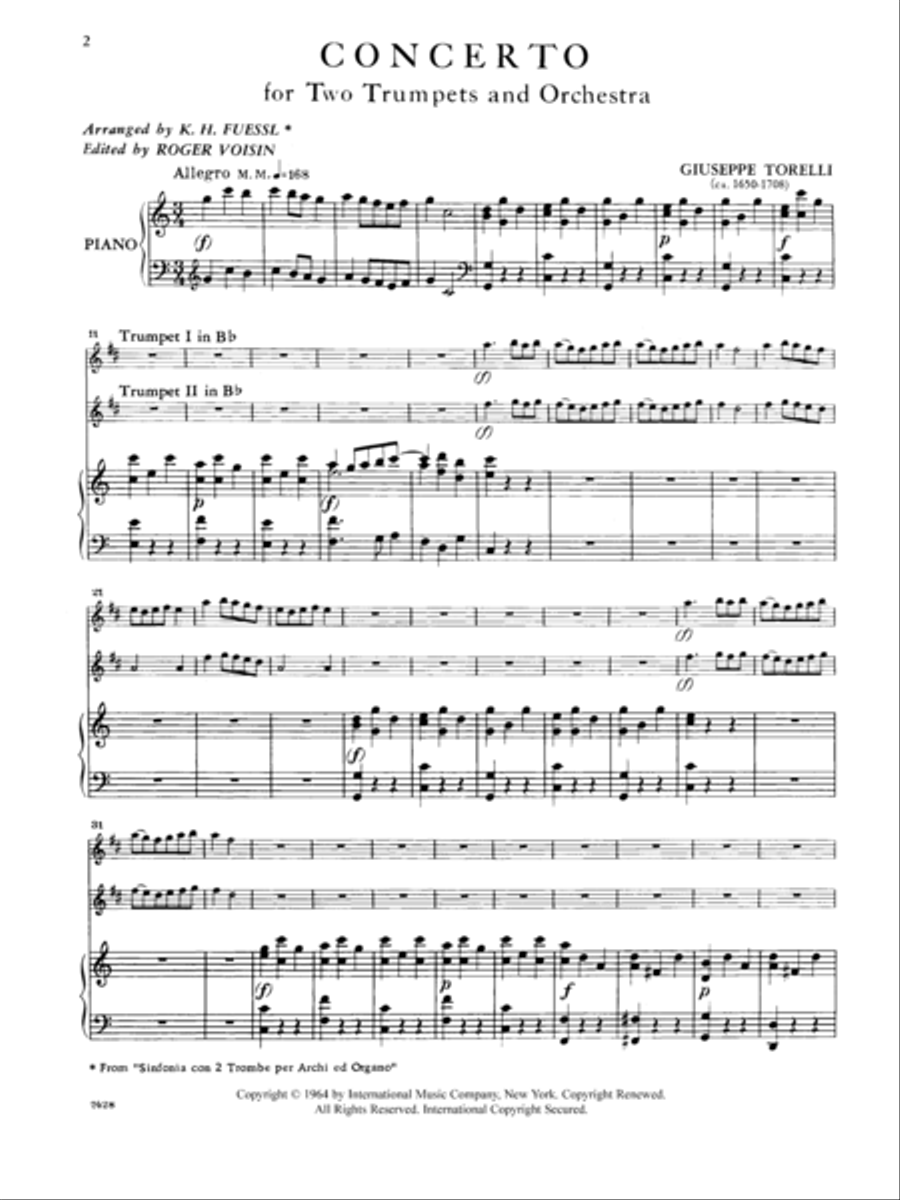 Concerto In C Major Trumpet Duet scores gallery preview page 2