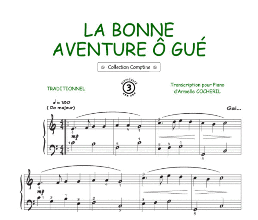 La bonne aventure (Comptine) Guitar Tablature scores gallery preview page 1