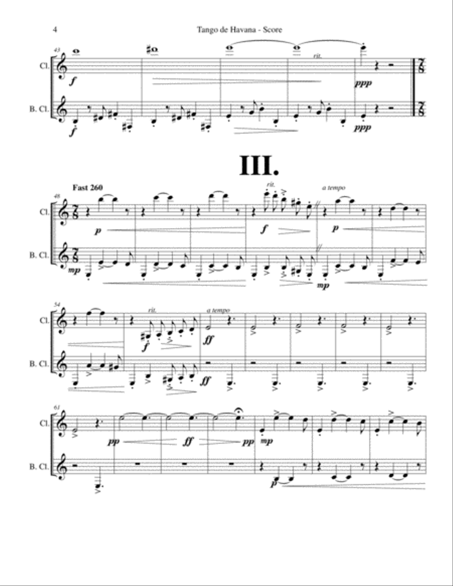 Tango de Havana - Clarinet Duet Clarinet Duet scores gallery preview page 4