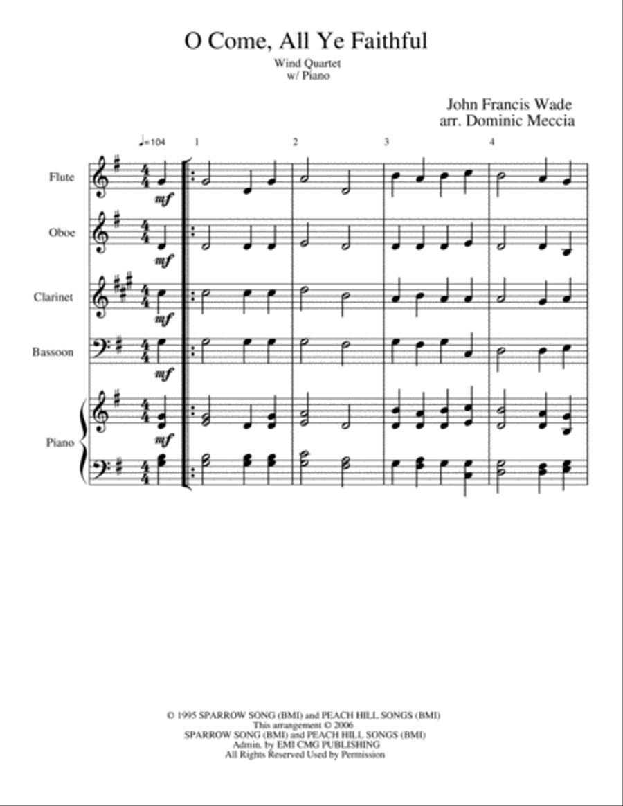 O Come All Ye Faithful O Come All Ye Faithful Woodwind Quartet scores gallery preview page 1