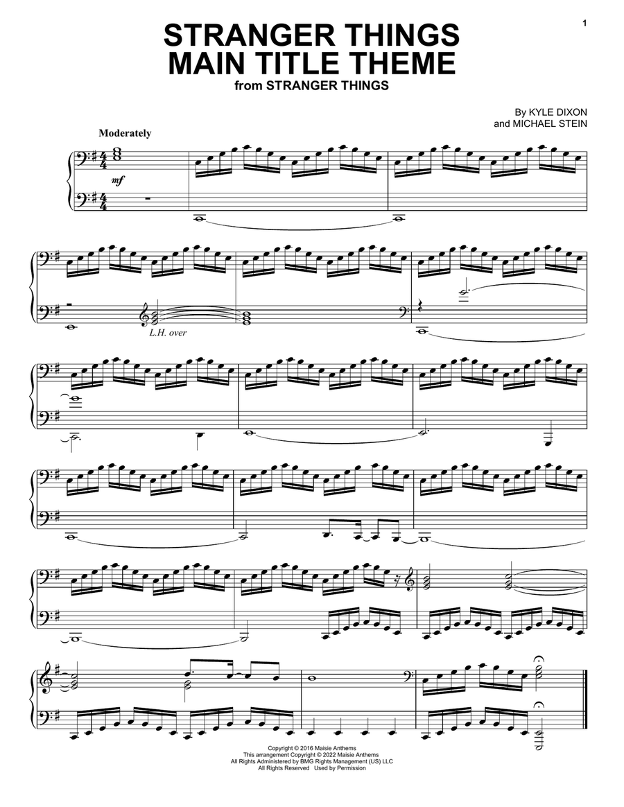 Stranger Things Main Title Theme Piano Solo scores gallery preview page 1