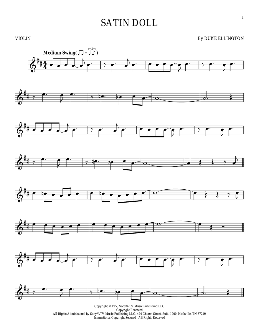 Satin Doll Satin Doll Violin Solo scores gallery preview page 1