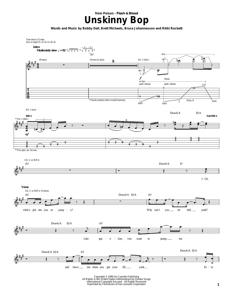 Unskinny Bop Acoustic Guitar scores gallery preview page 1