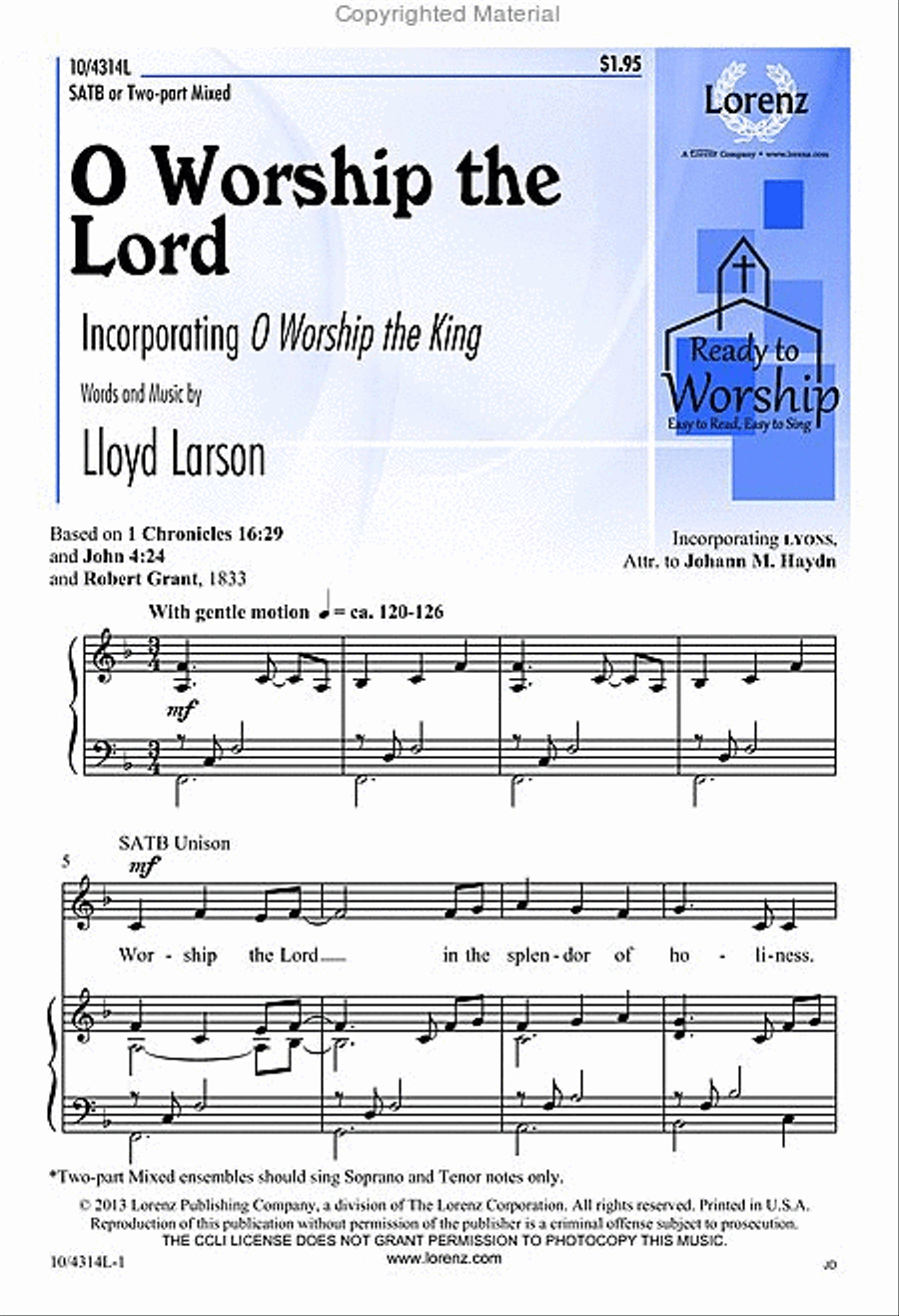 O Worship the Lord O Worship the Lord 4-Part scores gallery preview page 2
